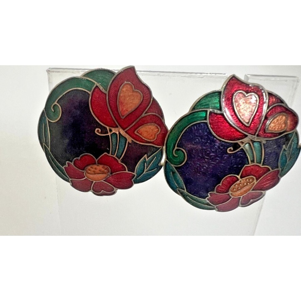 Vintage Style Enamel Butterfly Flower‎ Earrings Cottagecore Boho Posts